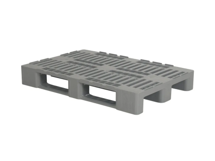 Europalette H1 - 1200 x 800 mm - mit 7 mm R&auml;ndern - 3 geschlossene Palettenkufen - grau (RAL 7042)
