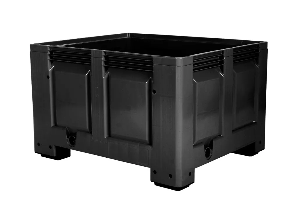 BIG BOX Kunststoff Palettenbox - 1200 x 1000 mm - auf 4 Füßen - Schwarz