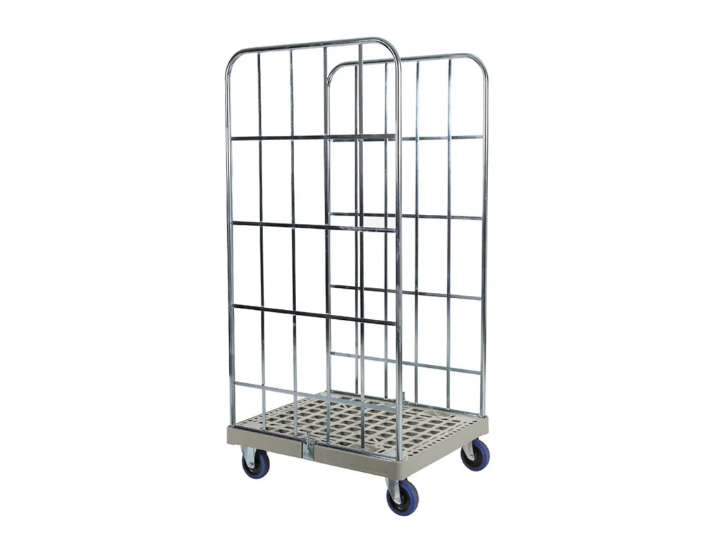 Roll container - two side walls - galvanised - grey