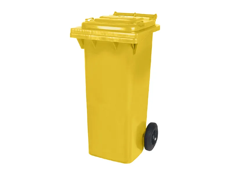 Two-wheeled 80 litre waste container - yellow