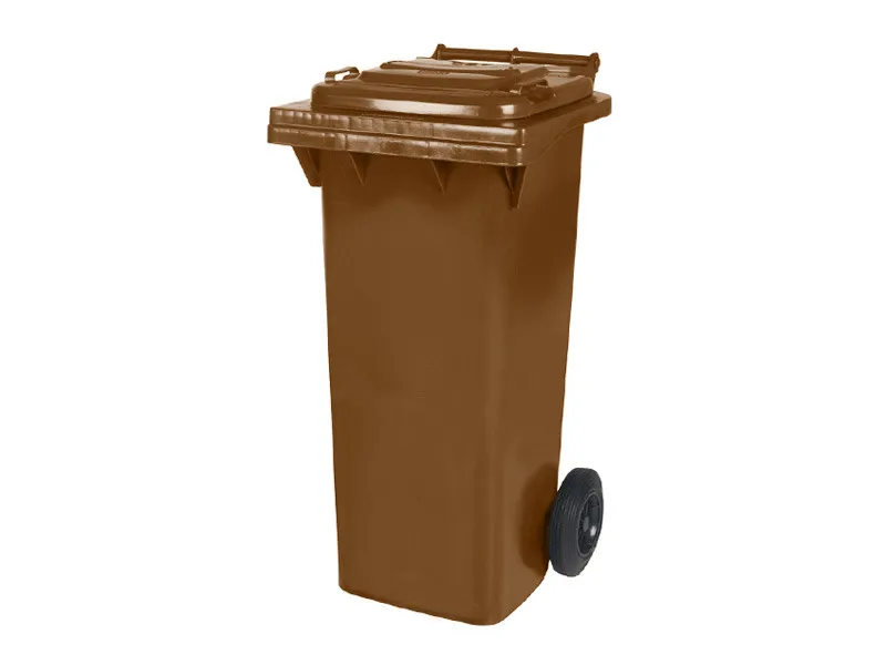 Two-wheeled 80 litre waste container - brown