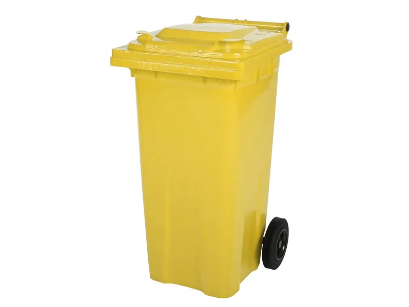Two-wheeled 120 litre waste container - yellow