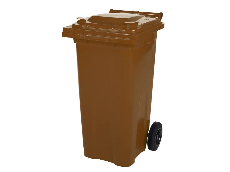 Two-wheeled 120 litre waste container - brown
