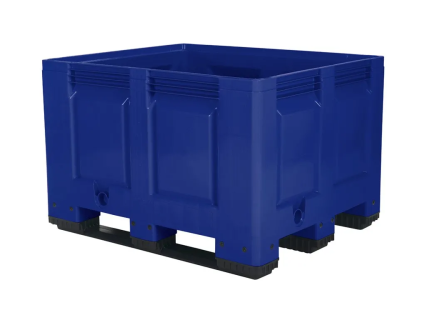Palettenbox BIG BOX - 1200 &times; 1000 mm - geschlossen - 3 Kufen - blau