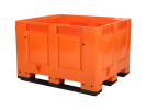 Palletbox BIG BOX - 1200x1000 mm - gesloten - 3 sledes - oranje