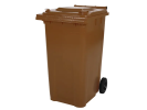 Conteneur &agrave; d&eacute;chets sur 2 roues - 240 litres - brun