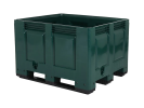 Palletbox BIG BOX - 1200x1000 mm - gesloten - 3 sledes - groen