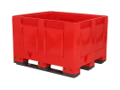 Palletbox BIG BOX - 1200x1000 mm - gesloten - 3 sledes - rood