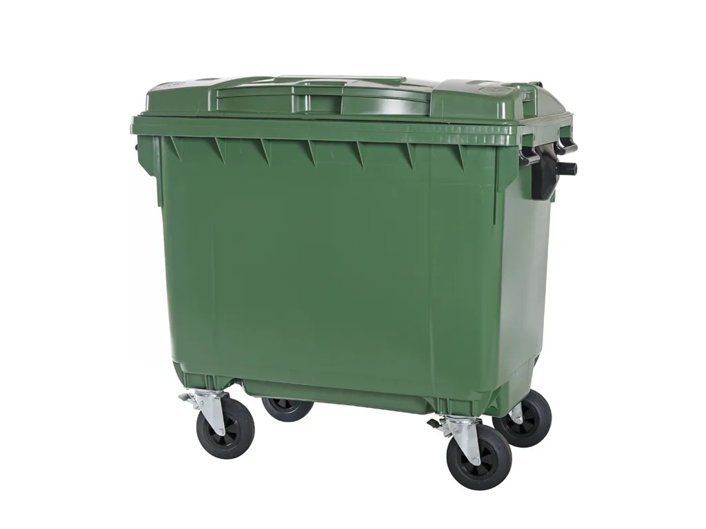Four-wheeled 660 litre waste container - green