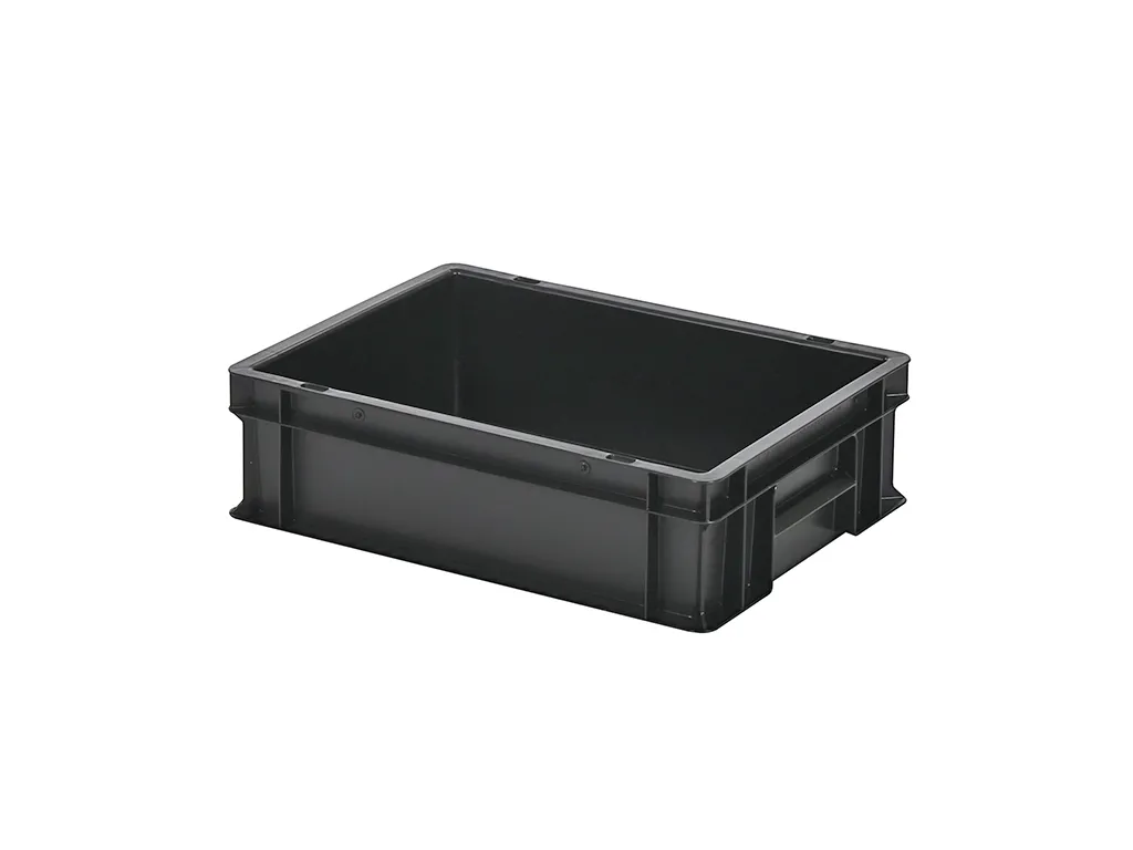 BLACK LINE Stapelbehälter / Tellerbehälter - 400 x 300 x H 120 mm - Schwarz (glatter Boden)