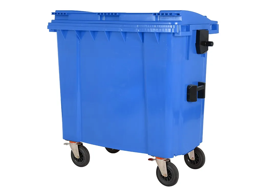 Four-wheeled 660 litre waste container - blue