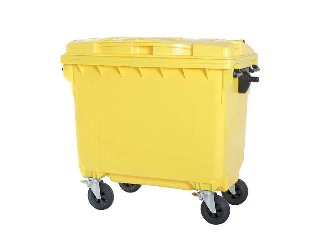 Four-wheeled 660 litre waste container - yellow