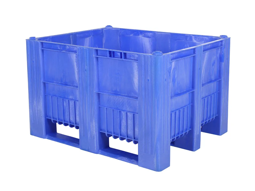 Caisse-palette en plastique type CB3 - 1200 x 1000 mm - 3 semelles - bleu