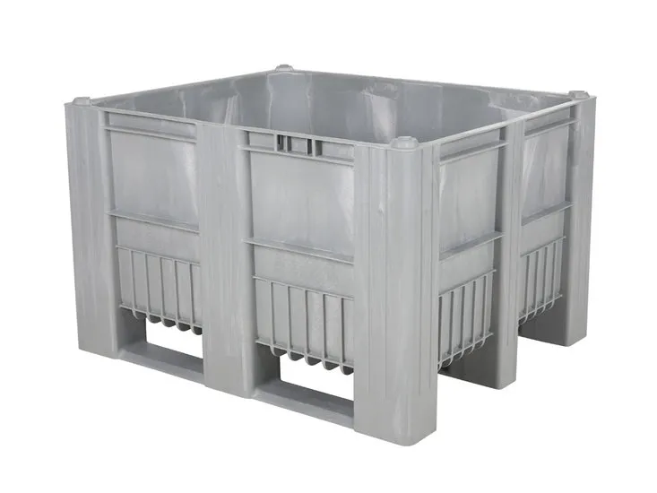 CB3 kunststof palletbox - 1200 x 1000 mm - 3 palletsledes - grijs