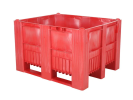 Palettenbox Typ CB3 - 1200 x 1000 x H 740 mm - geschlossen - 3 Kufen - rot