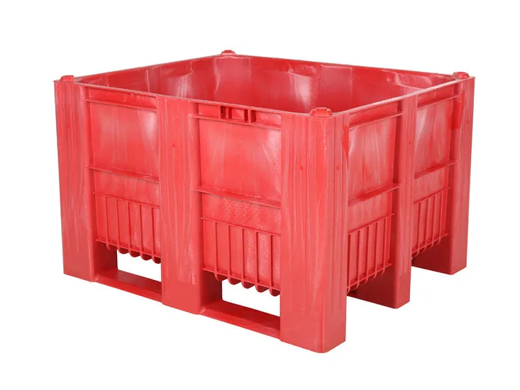 Caisse-palette en plastique type CB3 - 1200 x 1000 mm - 3 semelles - rouge