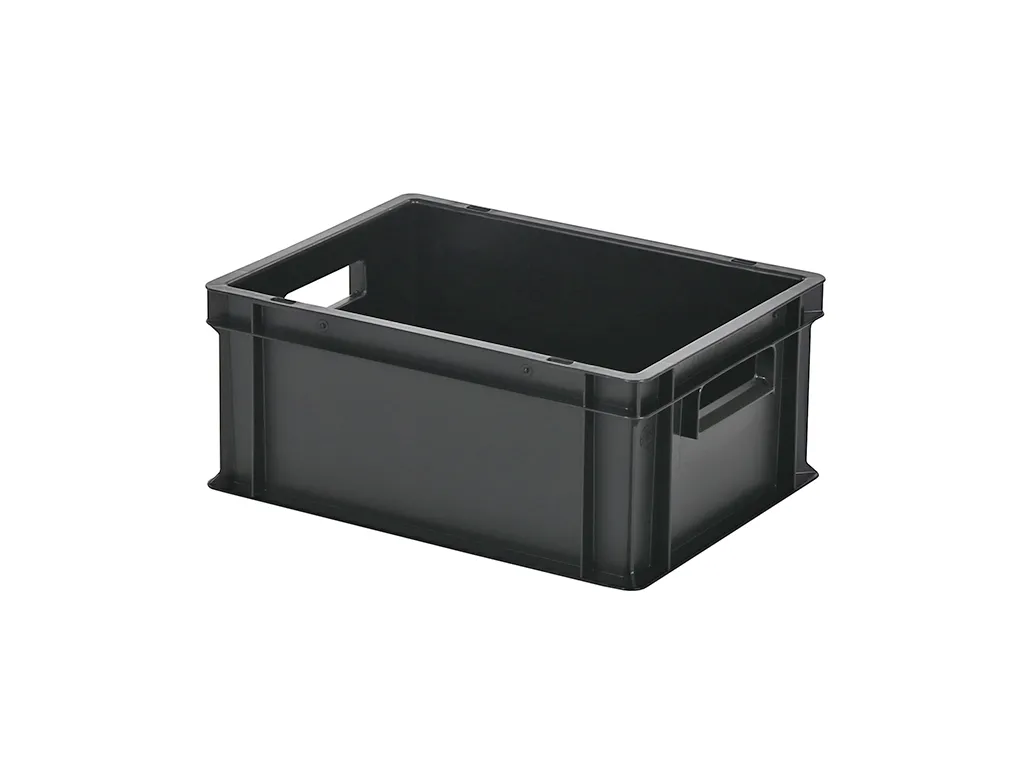 Stacking bin / bin for plates - 400 x 300 x H 175 mm - black - open handles