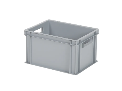 Stapelbeh&auml;lter / Tellerbeh&auml;lter - 400 x 300 x H 236 mm - Grau - offene Handgriffe