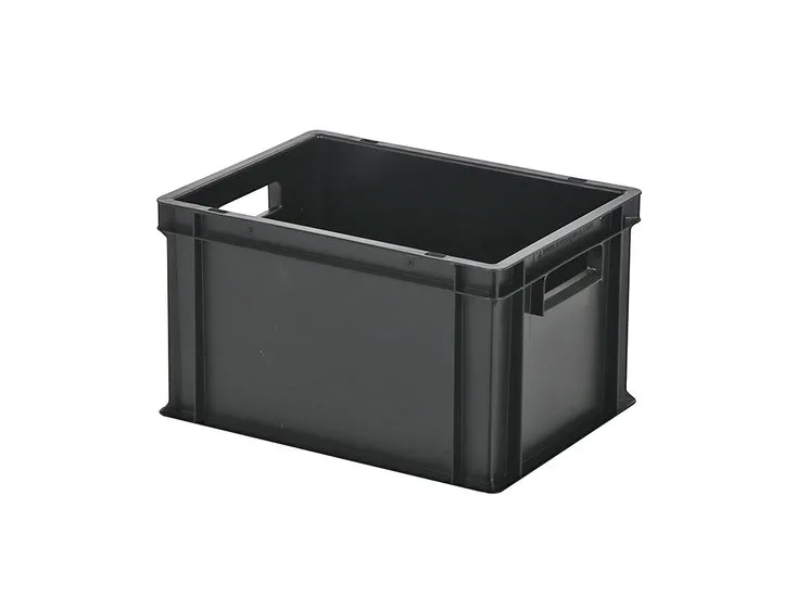 Stacking bin / bin for plates - 400 x 300 x H 236 mm - black (smooth base)