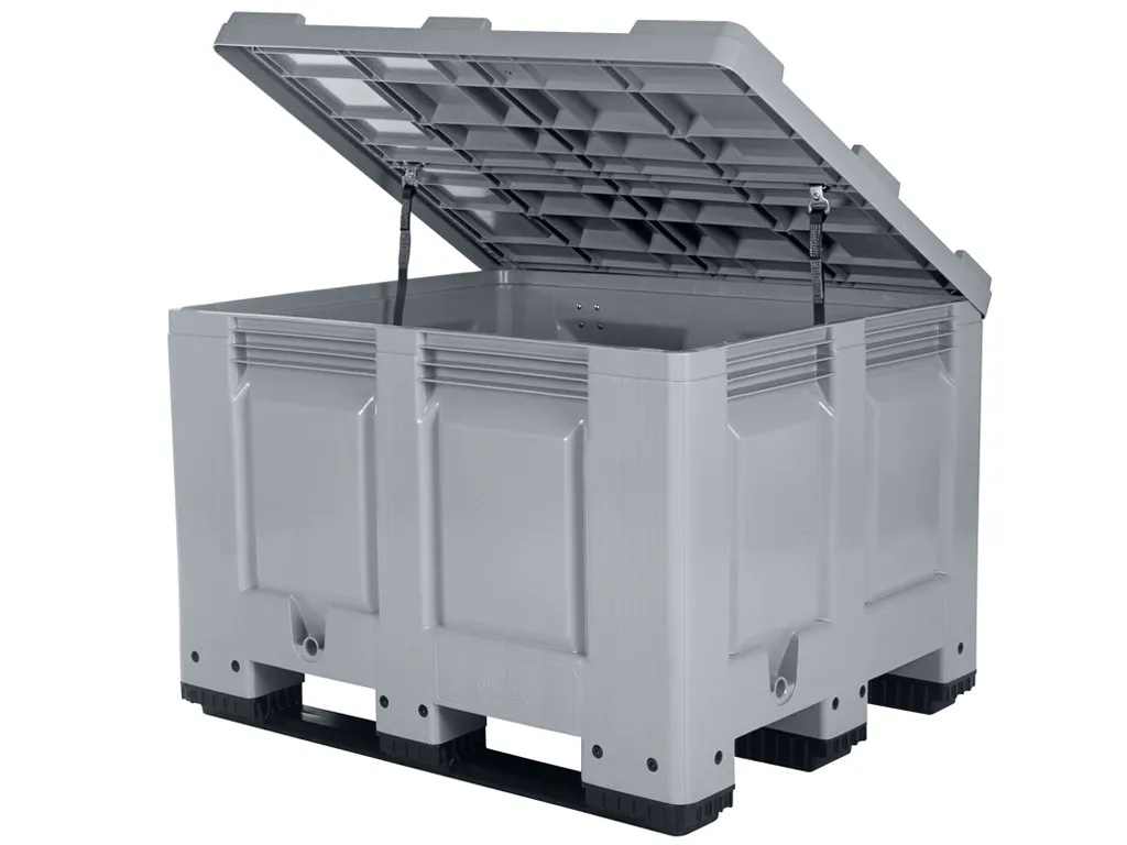 Streugutbehälter - Kunststoff Palettenbox - 1200 x 1000 mm - mit Deckel - auf 3 Kufen