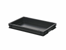 Stapelbeh&auml;lter - 600 x 400 x H 75 mm - geschlossene Handgriffe - glatter Boden - schwarz