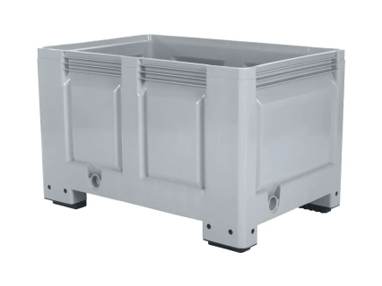 Palettenbox BIG BOX - 1200 &times; 800 mm - geschlossen - 4 F&uuml;&szlig;e - grau