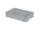 Stapelbeh&auml;lter - 600 x 400 x H 120 mm - geschlossene Handgriffe - glatter Boden - grau