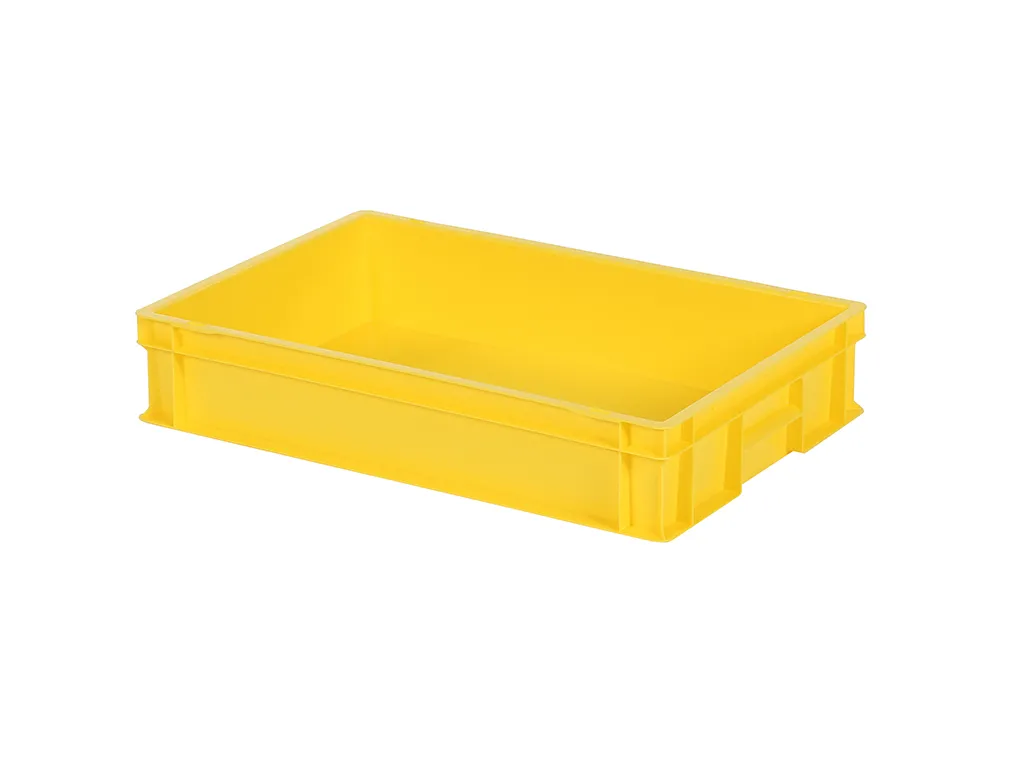 Bac gerbable Euronorm - 600 x 400 x H 120 mm - Jaune (fond lisse)