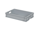 Stapelbak - 600 x 400 x H 120 mm - open handgrepen - gladde bodem - grijs
