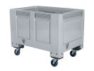 Fahrbare BIG BOX Palettenbox - 1200 x 800 x H 915 mm - 4 Lenkrollen - Gummilaufbelag