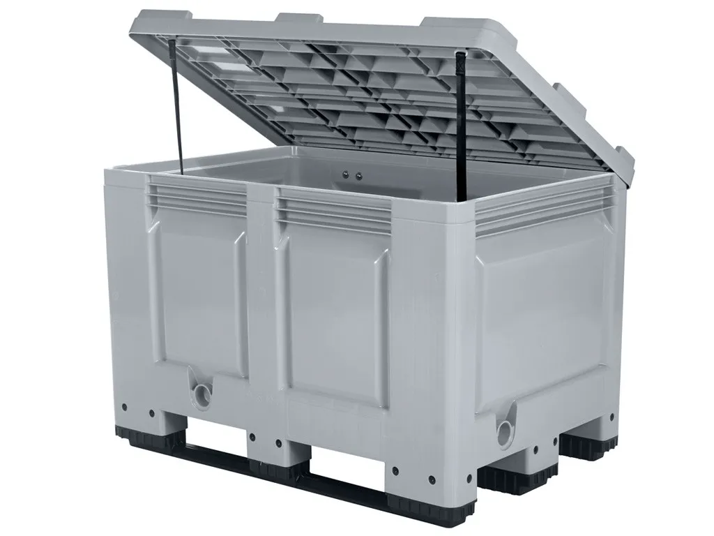 BIG BOX plastic palletbox - 1200 x 800 mm - with hinged lid - 3 runners