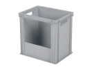Magazijnbak type Euronorm - 400 x 300 x H 400 mm - gesloten - met grijpopening aan lange zijde - lichtgrijs