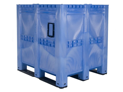 Caisse-palette type MAXI BOX - 1300 x 1150 x H1250 mm - ferm&eacute;e - 3 semelles - bleu
