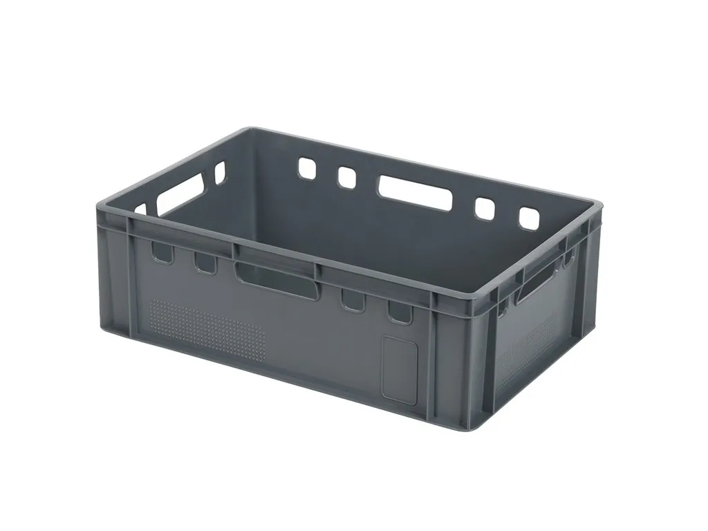 Stapelbehälter E2 Kisten - Grau - Euronorm - 600 x 400 x H 200 mm (glatter Boden)