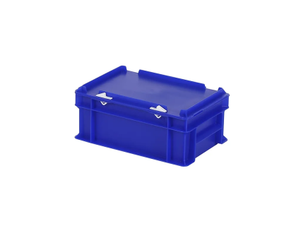 Stapelbeh&auml;lter mit Deckel - 300 x 200 x H 133 mm (glatter Boden) - Blau