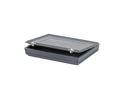 Stacking bin with lid - 400 x 300 x H 65 mm - grey