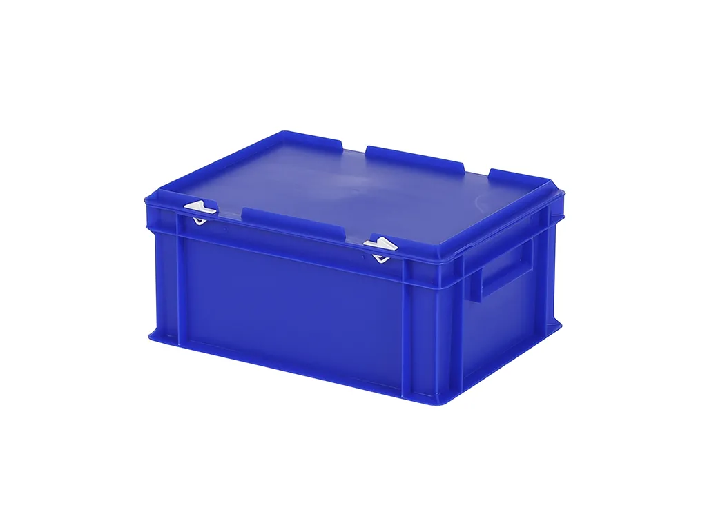 SOLID LINE Stapelbehälter mit Deckel - 400 x 300 x H 190 mm (glatter Boden) - Blau