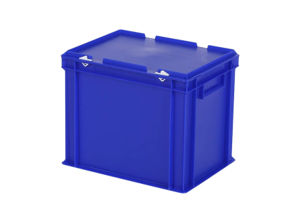 Stapelbeh&auml;lter mit Deckel - 400 x 300 x H 335 mm (verst&auml;rkter Boden) - Blau