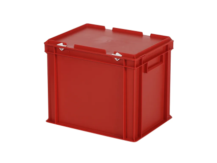 Stapelbeh&auml;lter mit Deckel - 400 x 300 x H 335 mm (verst&auml;rkter Boden) - Rot