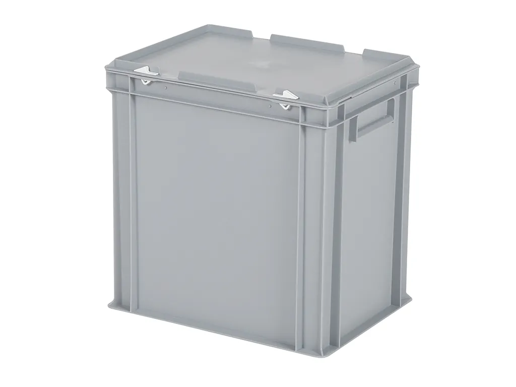 Stacking bin with lid - 400 x 300 x H 415 mm - grey