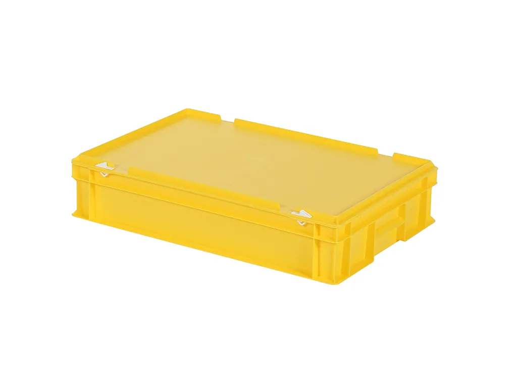 SOLID LINE Stapelbehälter mit Deckel - 600 x 400 x H 135 mm (glatter Boden) - Gelb