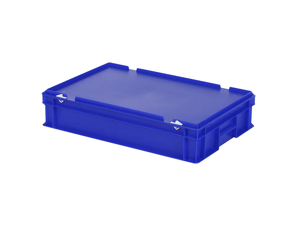SOLID LINE Stapelbehälter mit Deckel - 600 x 400 x H 135 mm (glatter Boden) - Blau