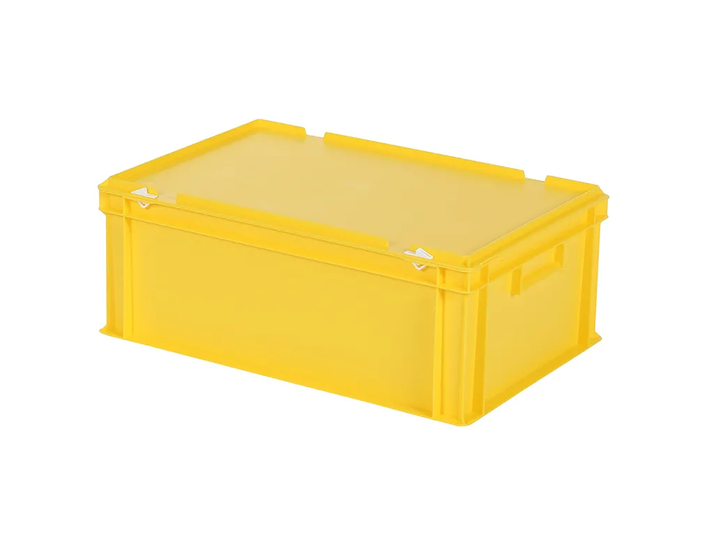 SOLID LINE Stapelbehälter mit Deckel - 600 x 400 x H 235 mm (glatter Boden) - Gelb