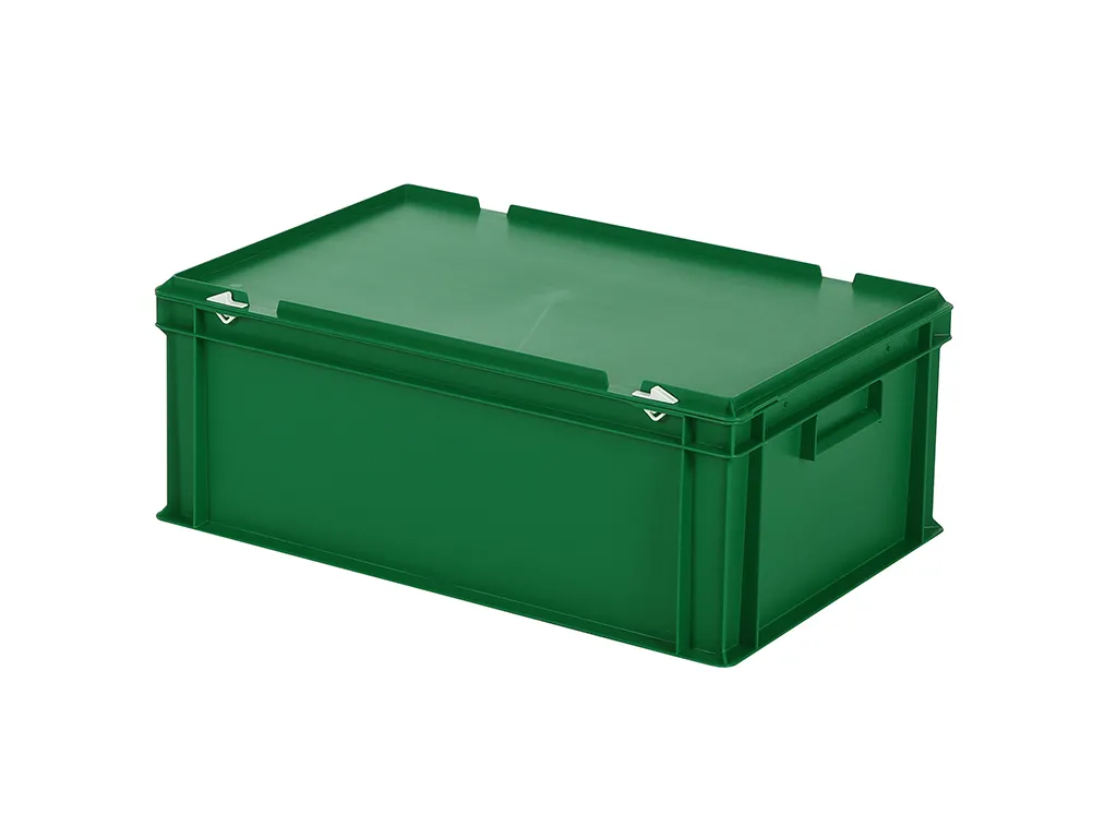SOLID LINE Stapelbehälter mit Deckel - 600 x 400 x H 235 mm (glatter Boden) - Grün