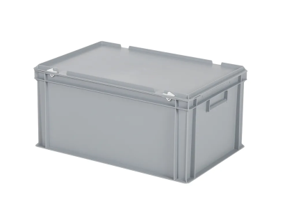 Stapelbak met deksel - 600 x 400 x H 295 mm (versterkte bodem) - grijs