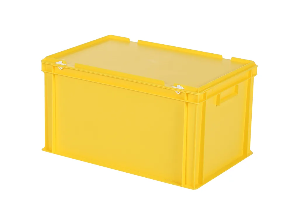 Stapelbak met deksel - 600 x 400 x H 335 mm (versterkte bodem) - geel