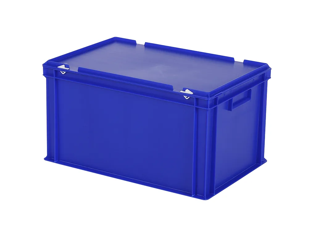 Stacking bin with lid - 600 x 400 x H 335 mm - blue