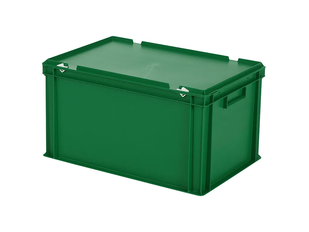 Stacking bin with lid - 600 x 400 x H 335 mm - green