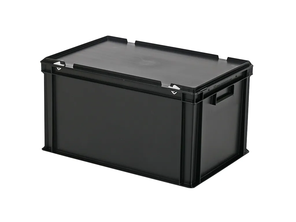 Stacking bin with lid - 600 x 400 x H 335 mm - black