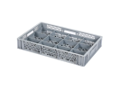 Glazenkrat 600 x 400 mm - voor 12 glazen - max. hoogte 72 mm / max. &Oslash; 116 mm - met enkele vakverdeling - grijs